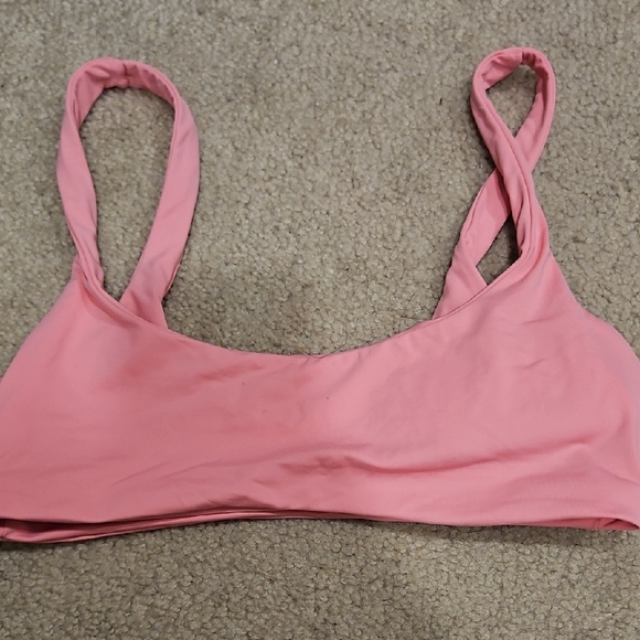 L*Space Swim Top – Plain Pink Square Cut, Small - Picture 1 of 4